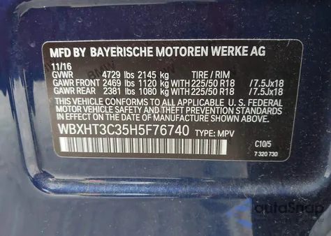 2017 BMW X1 xDrive28I from USA, damaged, VIN WBXHT3C35H5F76740